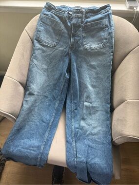 High-Rise Wide Leg Denim Jeans in Faded Blue